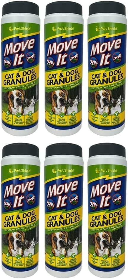 shopior Natural, Non-Toxic Dog and Cat Repellent Granules | Indoor & Outdoor Pet Deterrent for Home & Garden Protection | Highly Effective Cat & Dog Scatter Granules | 240g (Pack of 6)
