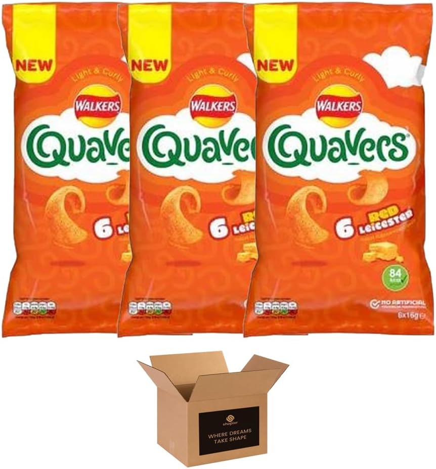 Walkers Crisps Variety Multipack | Assorted Flavours – Classic British Snack Box for Sharing, Lunchbox & Traveling – Family Party Pack Flavored Crispy Snacks (Pack 3, 6xTomato Ketchup 25g)