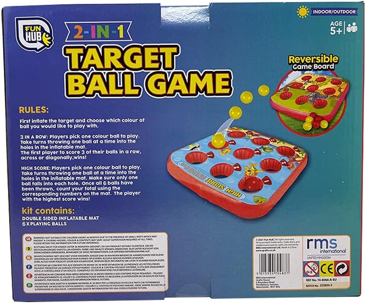 OnlineStreet Target Ball Inflatable Game - Outdoor/Indoor Party Game and Garden Toy for Kids; Perfect Summer/Lawn Family Game Set with a Reversible Inflatable Mat and Colourful Balls