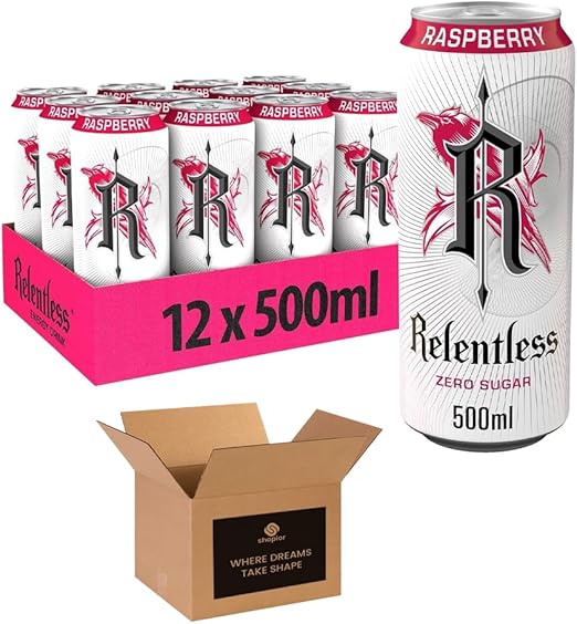 Energy Drink Multipack Cans – 500ml Each – Cherry, Original, Fruit Punch, Guava, Zero Sugar Raspberry – Refreshing Energy Boost for Workouts, Study & Parties (Pack 12, Cherry)