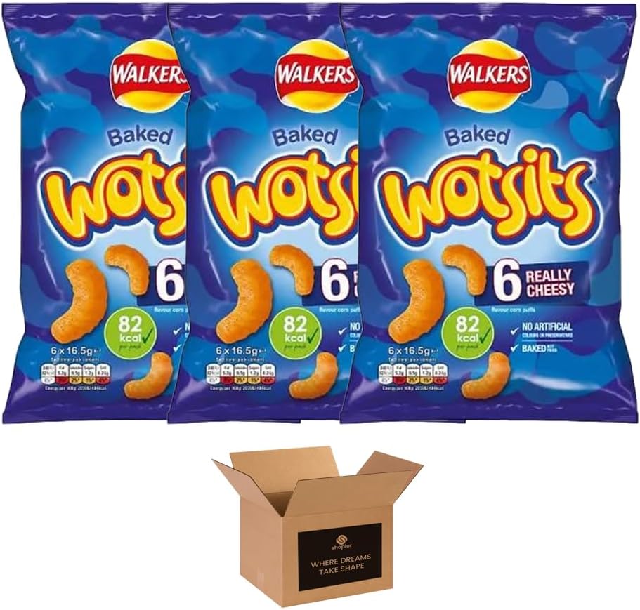 Walkers Crisps Variety Multipack | Assorted Flavours – Classic British Snack Box for Sharing, Lunchbox & Traveling – Family Party Pack Flavored Crispy Snacks (Pack 3, 6xTomato Ketchup 25g)