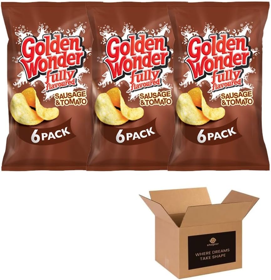 Golden Wonder Variety Crisp Pack Potato Crisps - 3 Pack of Delicious, Crunchy Snacks for Any Occasion | Family-Friendly Multi-Pack 25g (3 Pack, 6xSalt and Chilli Chicken)
