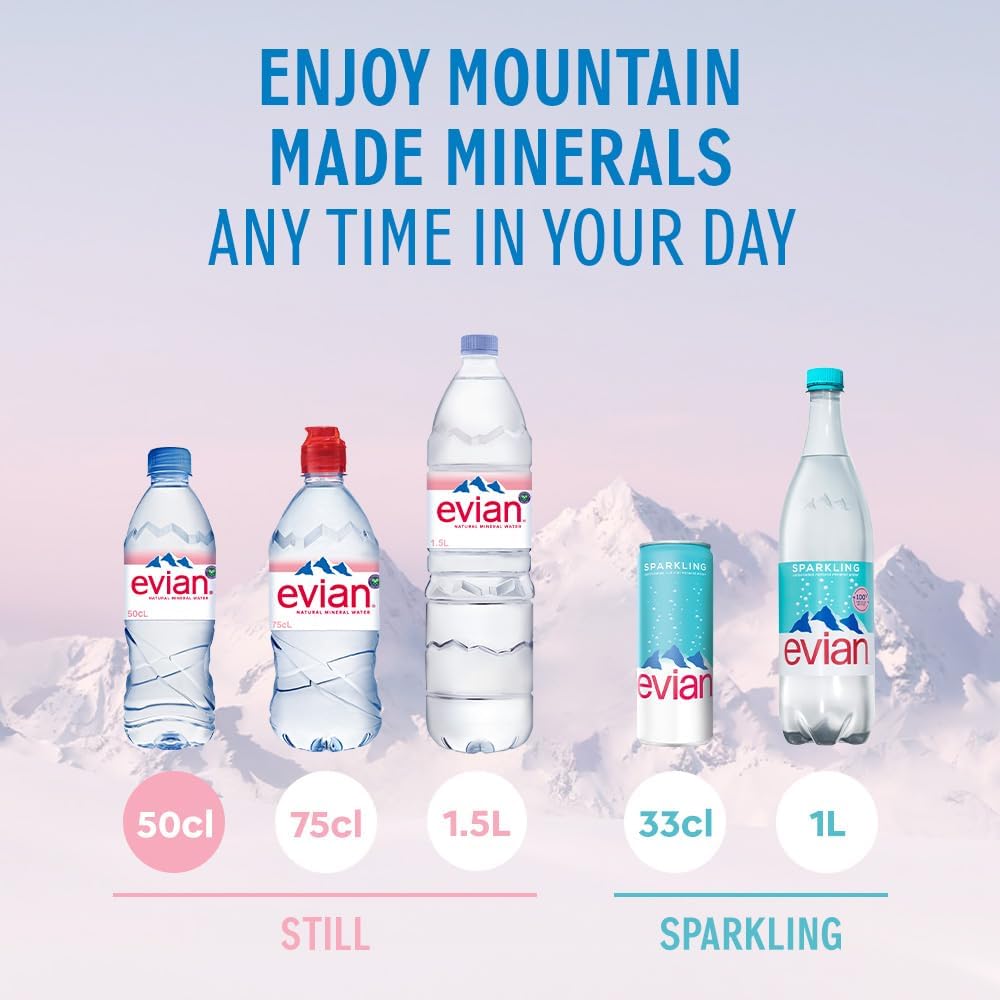 Evian Still Mineral Water, 24 x 0.5L