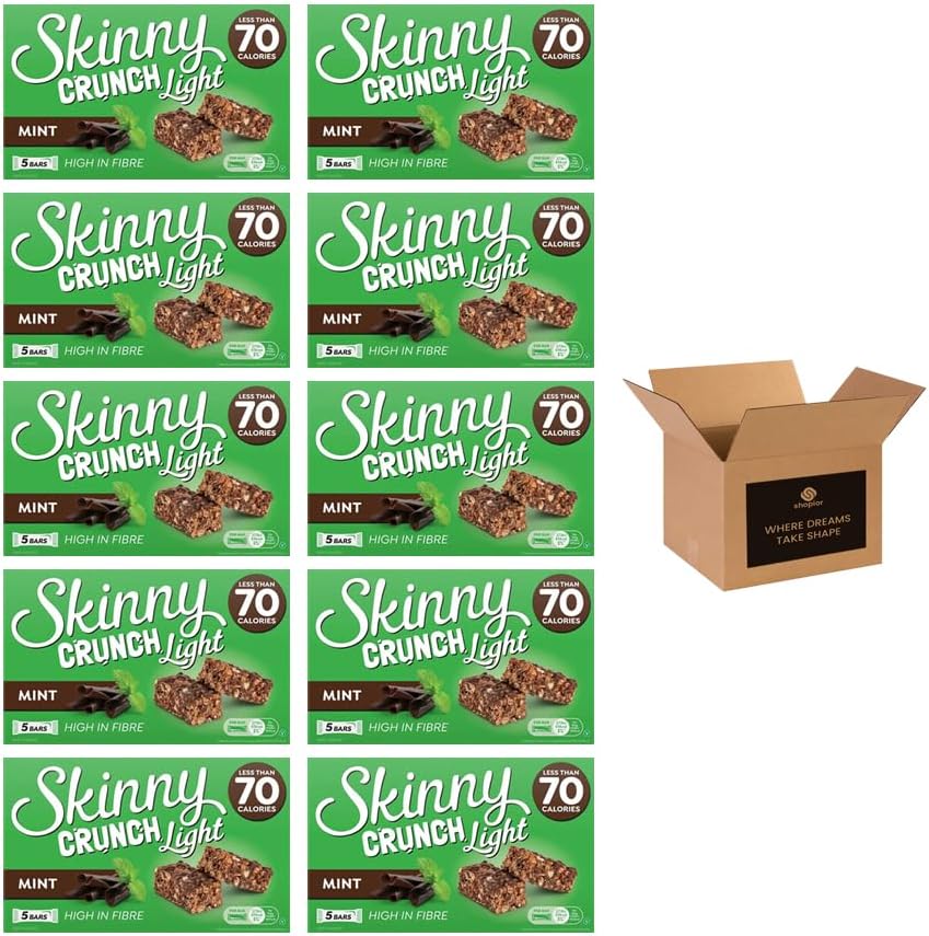5 × Skinny Crunch Snack Bars – Less Than 90 Calories | High Fibre Cereal Bars Milk Chocolate Flavoured Coating | Snacks for Kids and Adults | Sweet Treat Gifts (Pack 3(15-Bars), Orange)