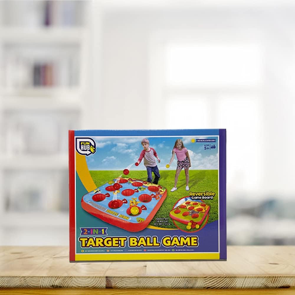 OnlineStreet Target Ball Inflatable Game - Outdoor/Indoor Party Game and Garden Toy for Kids; Perfect Summer/Lawn Family Game Set with a Reversible Inflatable Mat and Colourful Balls