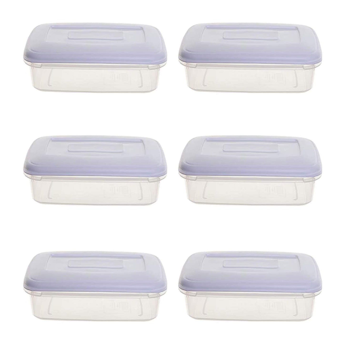 Whitefurze Rectangular Food Storage Container 0.8 Litre Clear (Pack of 6)