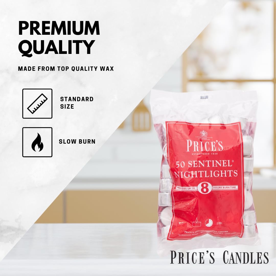 Price's Candles 2 x 50 Pack Sentinel Range 8 Hour Tealights Bags | Perfect Long Burning Tea Lights for Home, Catering or General Use | 100 Standard Size Long Burning Tea Lights