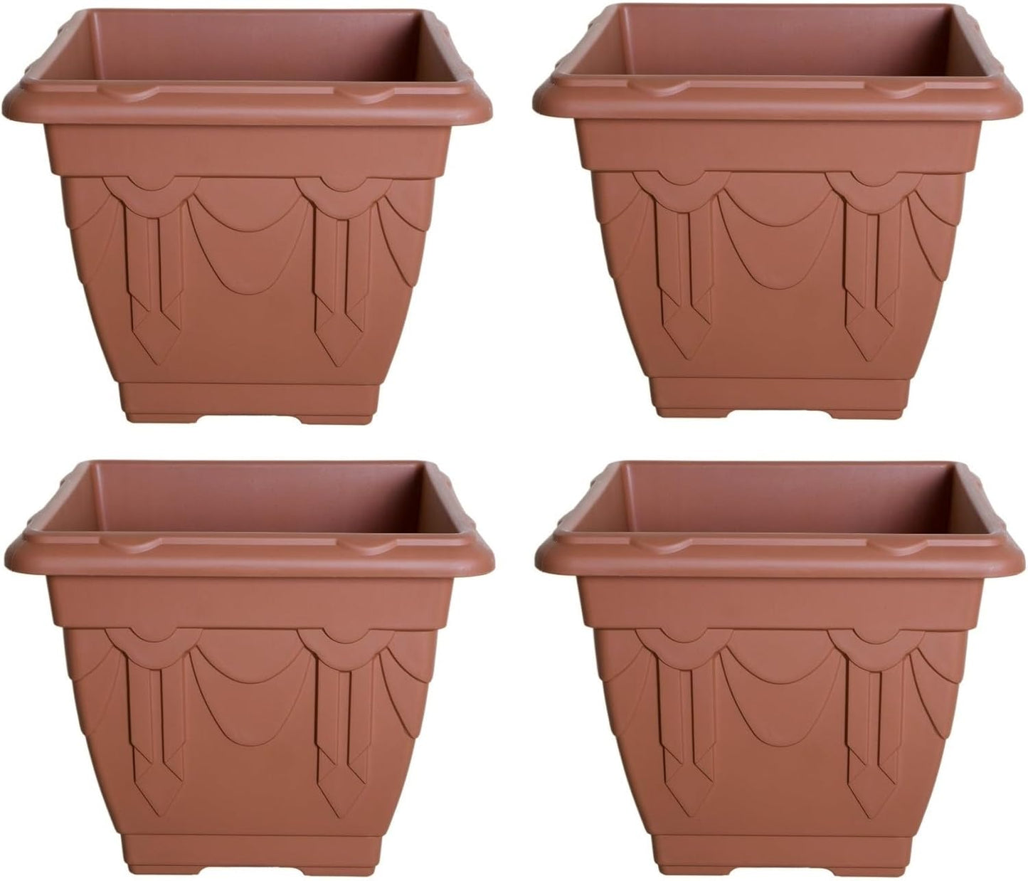 Whitefurze Indoor/Outdoor Venetian Square Planter 38cm Terracotta (Pack of 4)