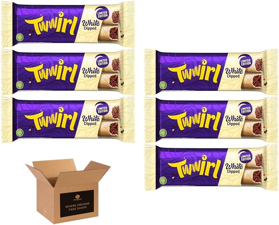 Twwirl White Dipped Chocolate Bar 43g – Creamy White Choco Snacks, Chocolate Candy Bars | Birthday, Xmas, Easter, Halloween & Thank You Gift Treats for Kids and Adults (Pack 3)