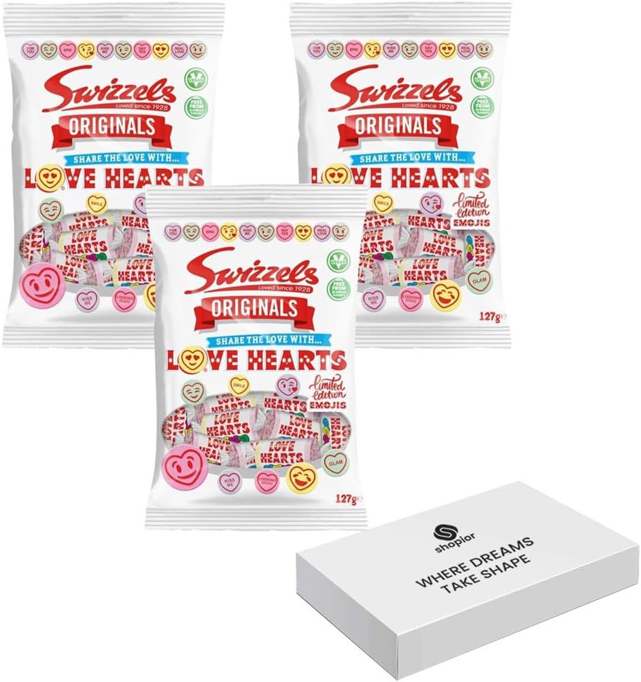 Fruity Flavors Sweets Bundle of Joy: Love Hearts & Fruit Flavour Lollipops - Sweet Treat Bags | Share with Family & Friends | Retro Flavour | Natural Ingredients