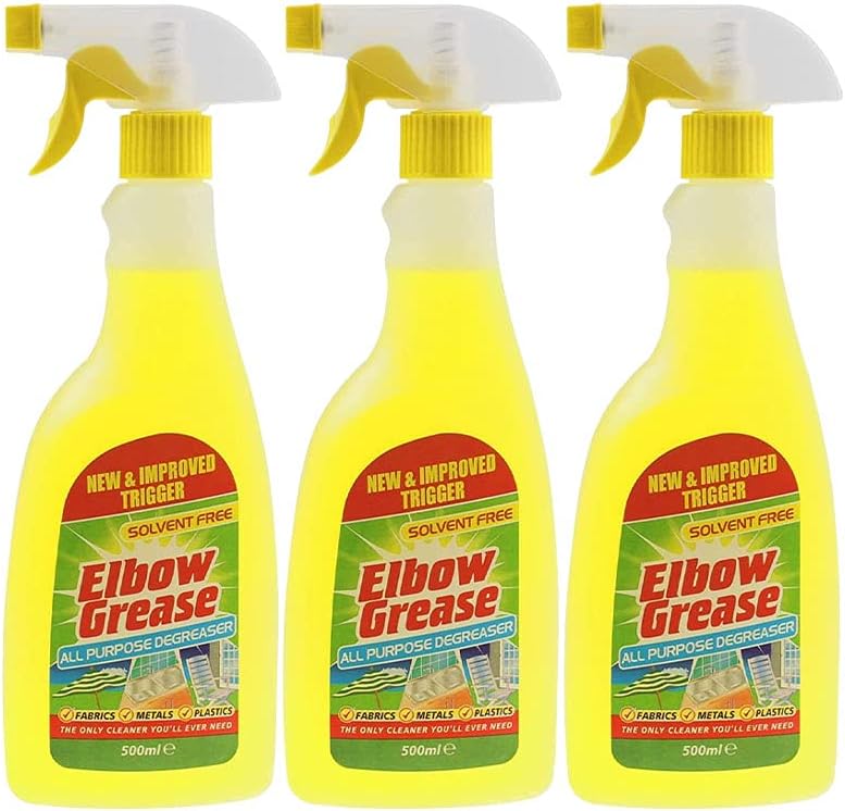 Elbow Grease All Purpose Kitchen/Floor/Tile/Wall/Bathroom/Glass/Carpet Cleaner - Elbow Grease Clothes Stain Remover - AntiBacterial Sticky Stuff Remover Spray (500 ml) (Pack of 2)