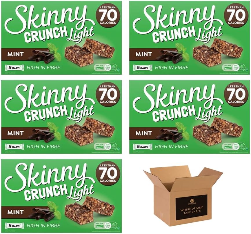 5 × Skinny Crunch Snack Bars – Less Than 90 Calories | High Fibre Cereal Bars Milk Chocolate Flavoured Coating | Snacks for Kids and Adults | Sweet Treat Gifts (Pack 3(15-Bars), Orange)