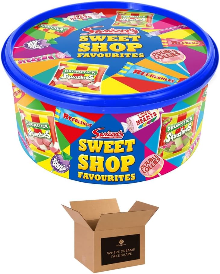 Sweet Treats Assortment Tub – Mixed Retro Sweets Gift Box with Love Hearts, Refreshers, Drumsticks & More – Party Favourites for Kids & Adults | 600g (Pack 1, Sweet Treats)