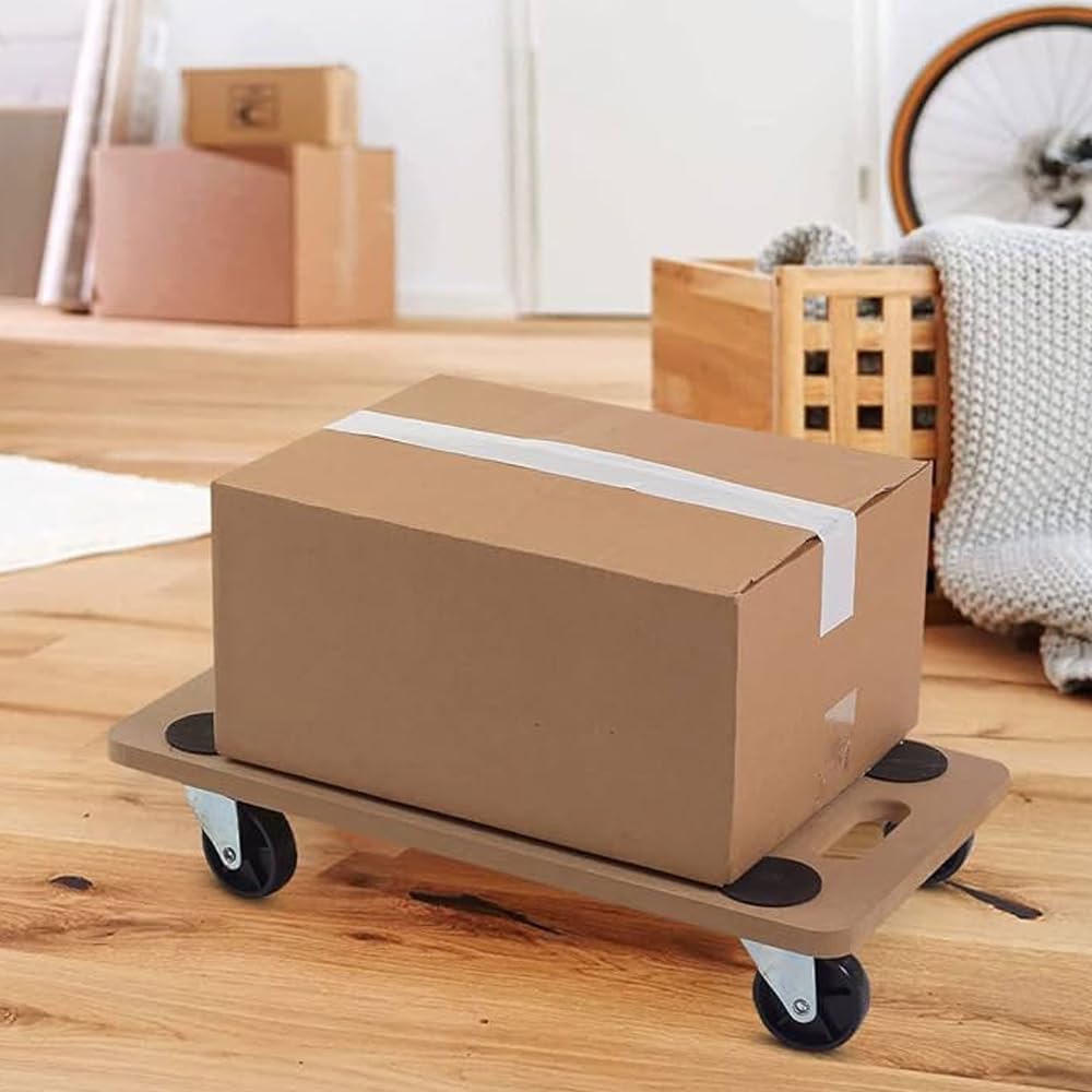 Heavy Duty 200KG Furniture Moving Dolly Trolley with Wheels – Wooden Platform Lifter Furniture Transport with Anti Slip Grip Pads – Swivel Wheels Easy Move – Warehouse, Office, Home Use (1)