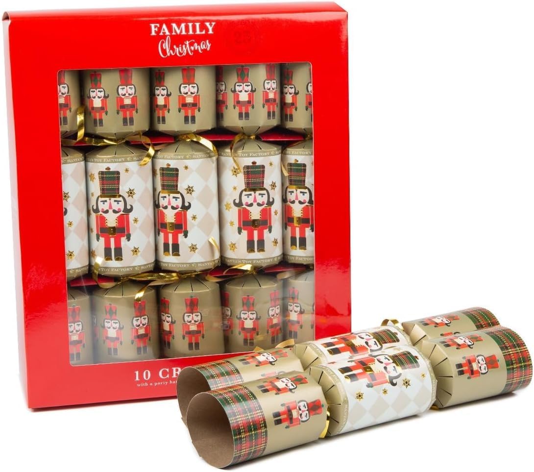 shopior Family Christmas Party Crackers for Loved Ones | Family Crackers with Novelty Gifts | Pack of 10 Luxury Christmas Festive Crackers | Xmas Gift (Family Cracker - Robin & Wreath)