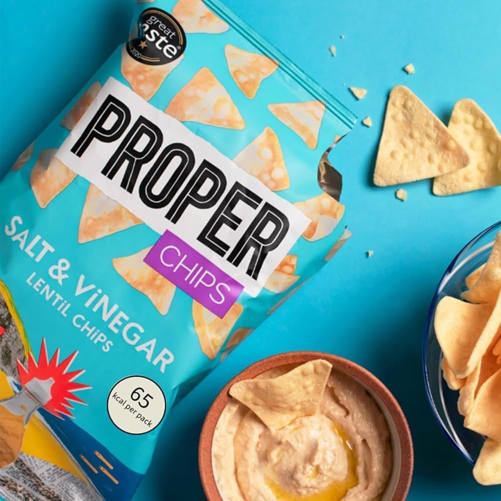 Multipack Lentil Chips – Vegan & Gluten Free Crisps – 32 x 14g Snack Packs (16 Barbecue + 16 Salt & Vinegar In a Single Carton) – Healthy Plant-Based Snack Box – Lunch, Travel & Sharing (2-Box)