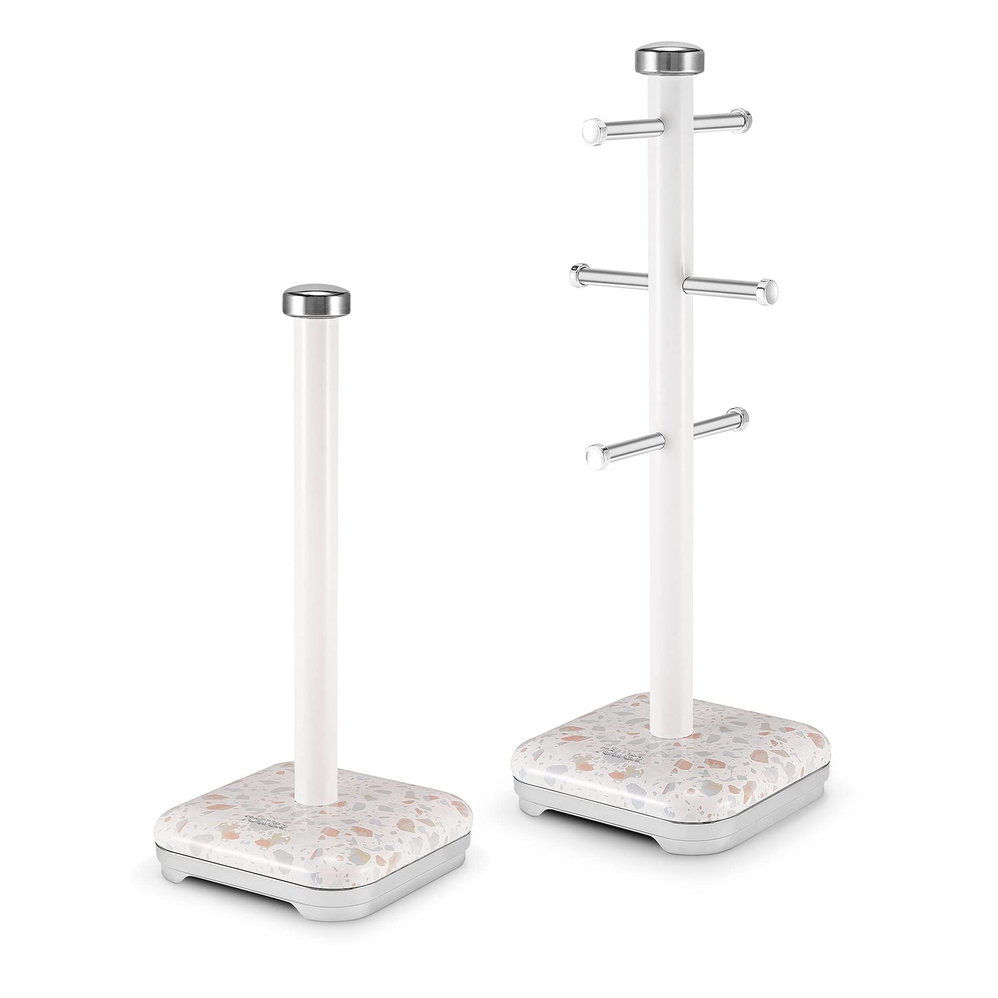 Tower T826152TAN Terrazzo 6 Branch Mug Tree and Kitchen Towel Pole, Tan