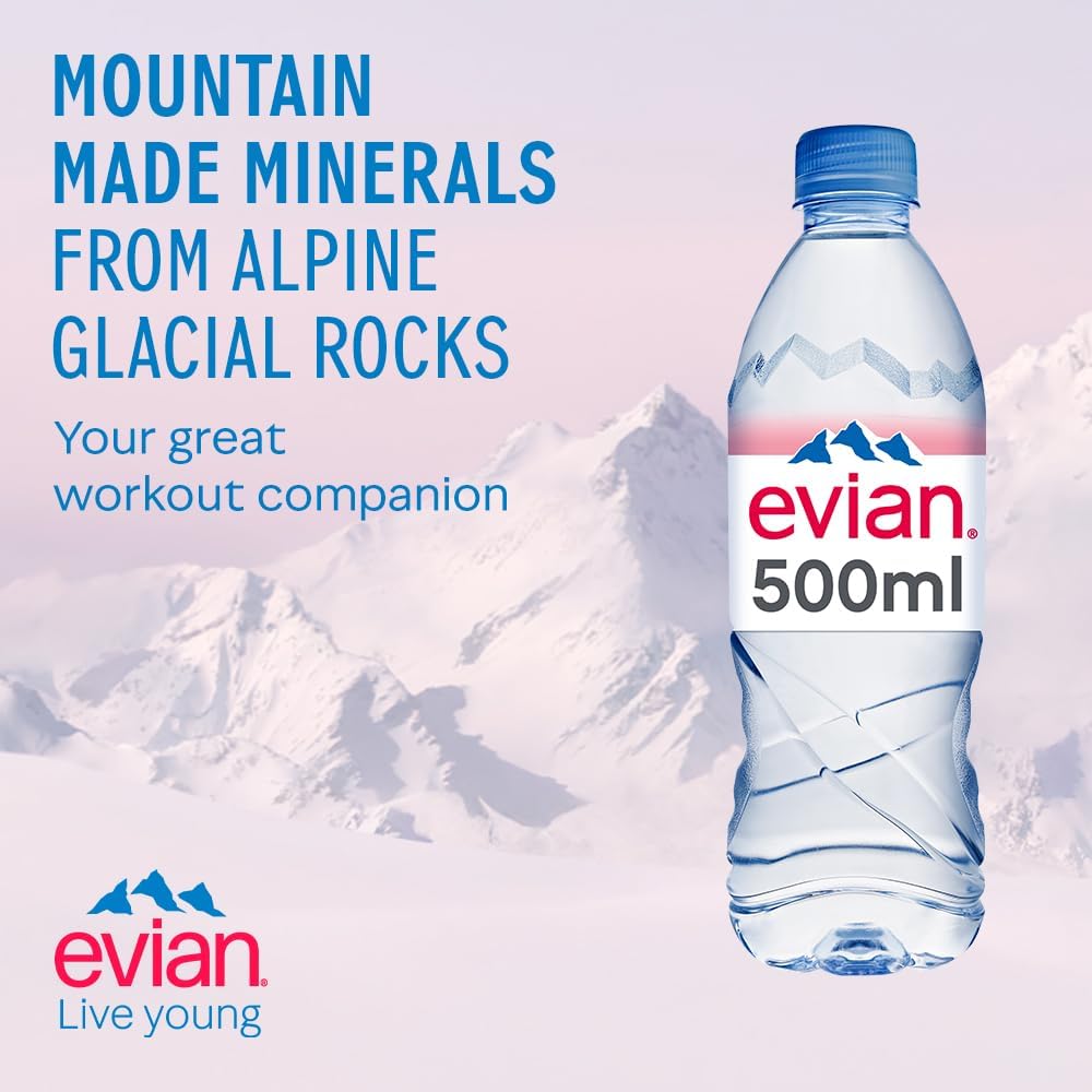 Evian Still Mineral Water, 24 x 0.5L