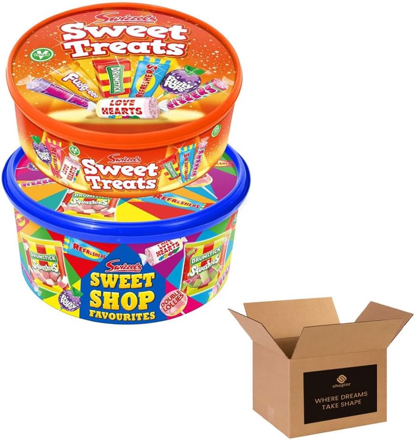 Sweet Treats Assortment Tub – Mixed Retro Sweets Gift Box with Love Hearts, Refreshers, Drumsticks & More – Party Favourites for Kids & Adults | 600g (Pack 1, Sweet Treats)