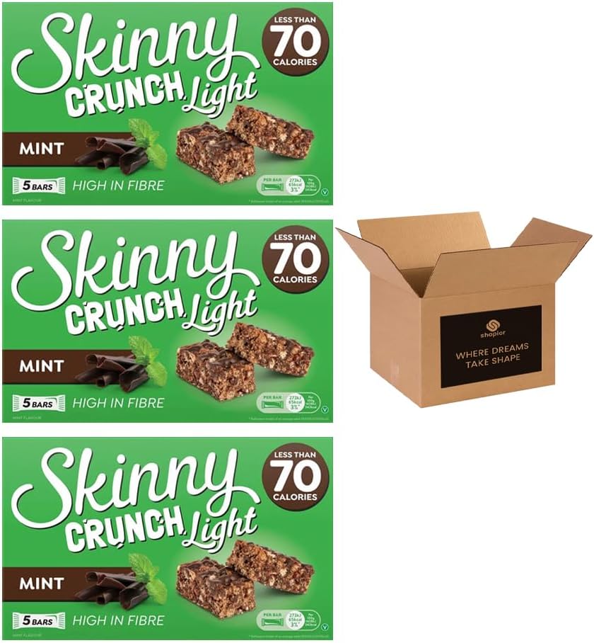5 × Skinny Crunch Snack Bars – Less Than 90 Calories | High Fibre Cereal Bars Milk Chocolate Flavoured Coating | Snacks for Kids and Adults | Sweet Treat Gifts (Pack 3(15-Bars), Orange)