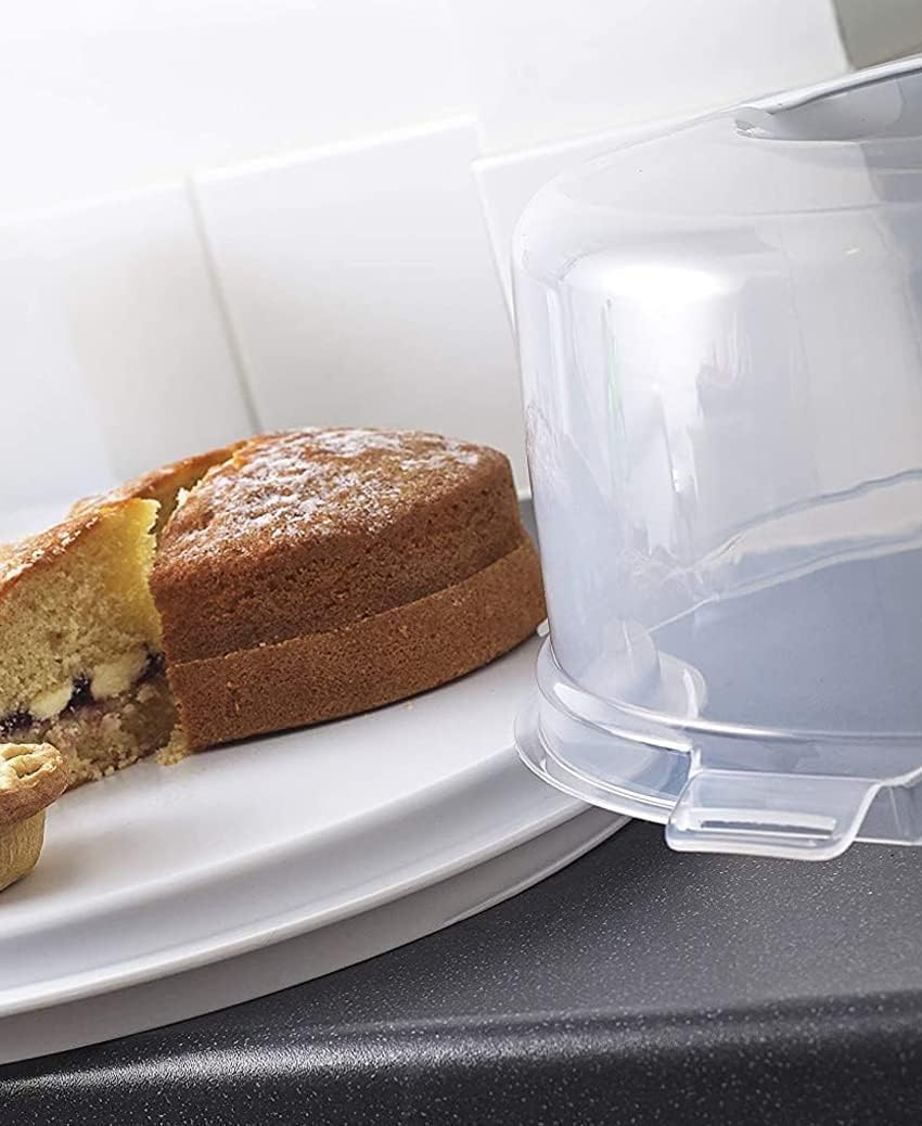 Airtight BPA-free Plastic Reusable Storage Cake Box | Portable Takeaway Food Storage Container with Lid | Cake Carrier with Handle Box | Lockable Cover Box Multipack (Plastic, Three Pack Square)