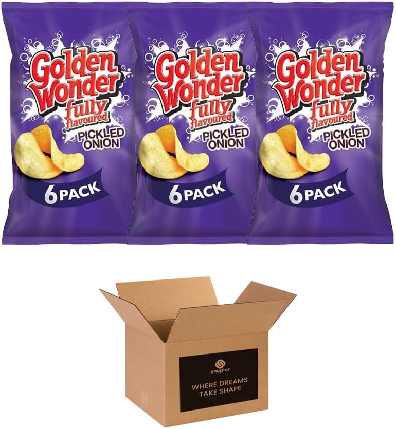 Golden Wonder Variety Crisp Pack Potato Crisps - 3 Pack of Delicious, Crunchy Snacks for Any Occasion | Family-Friendly Multi-Pack 25g (3 Pack, 6xSalt and Chilli Chicken)