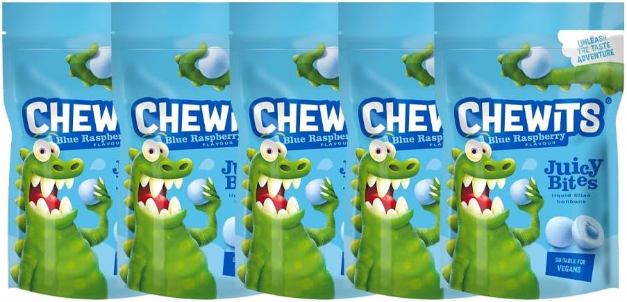Chewits Juicy Bites 115g | Raspberry, Strawberry, Apple & Lemon Sour Flavoured Chewy Sweets | Real Fruit Juice, Soft Chews for Kids & Adults (Chewits Strawberry)