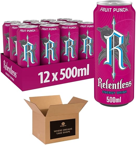 Energy Drink Multipack Cans – 500ml Each – Cherry, Original, Fruit Punch, Guava, Zero Sugar Raspberry – Refreshing Energy Boost for Workouts, Study & Parties (Pack 12, Cherry)