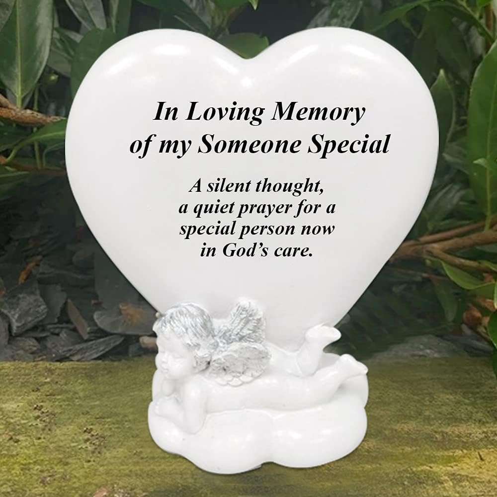 Memorial Heart Plaques Grave Cherub Ornaments - Personalised Grave Decoration Plaques, Cherub, Engraved with Remembrance Quotes in Loving Memory of your Special Ones (Someone Special)