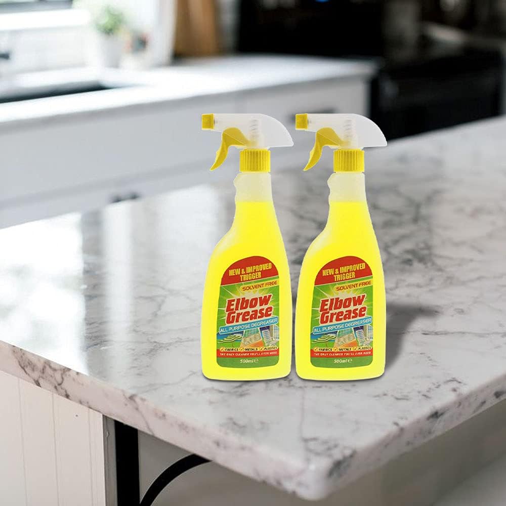 Elbow Grease All Purpose Kitchen/Floor/Tile/Wall/Bathroom/Glass/Carpet Cleaner - Elbow Grease Clothes Stain Remover - AntiBacterial Sticky Stuff Remover Spray (500 ml) (Pack of 2)