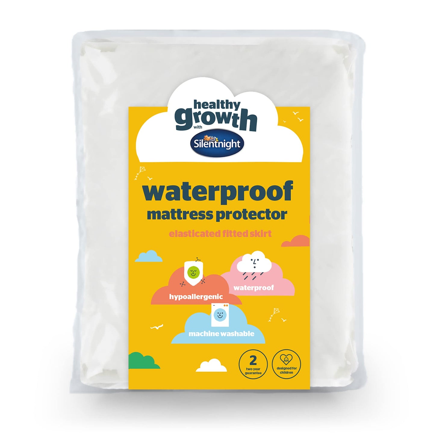 Silentnight Healthy Growth Waterproof Mattress Protector - Deep 30cm Quiet Waterproof Mattress Pad with Fitted Skirt and Soft Touch Cover - Hypoallergenic, Single, White