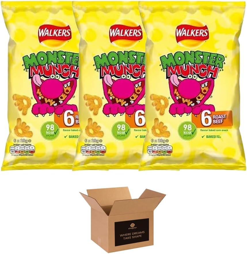 Walkers Crisps Variety Multipack | Assorted Flavours – Classic British Snack Box for Sharing, Lunchbox & Traveling – Family Party Pack Flavored Crispy Snacks (Pack 3, 6xTomato Ketchup 25g)
