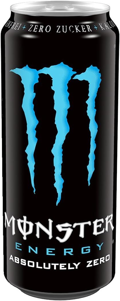 Monster Energy Absolutely Zero Energy Drink with Classic Monster Flavour but Zero Sugar & Zero Calories, Energy Drink Palette, Disposable Tin (24 x 500 ml)
