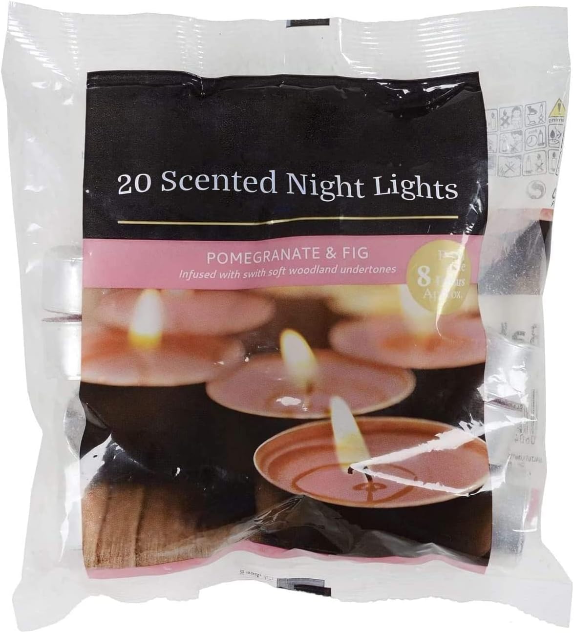 8 Hours Burning Tealights and Scented Candles Pack, with Long Lasting Burning Wax, Having Multiple Refreshing Scents, Making it a Beautiful Gift Pack and a Decorative Accessory (Pomegranate & Fig)