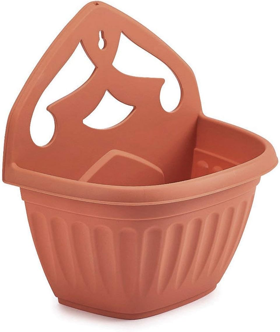 Whitefurze Plastics Athens Terracotta Colour Plastic Wall Hanging Planter Pot (Set of 4)