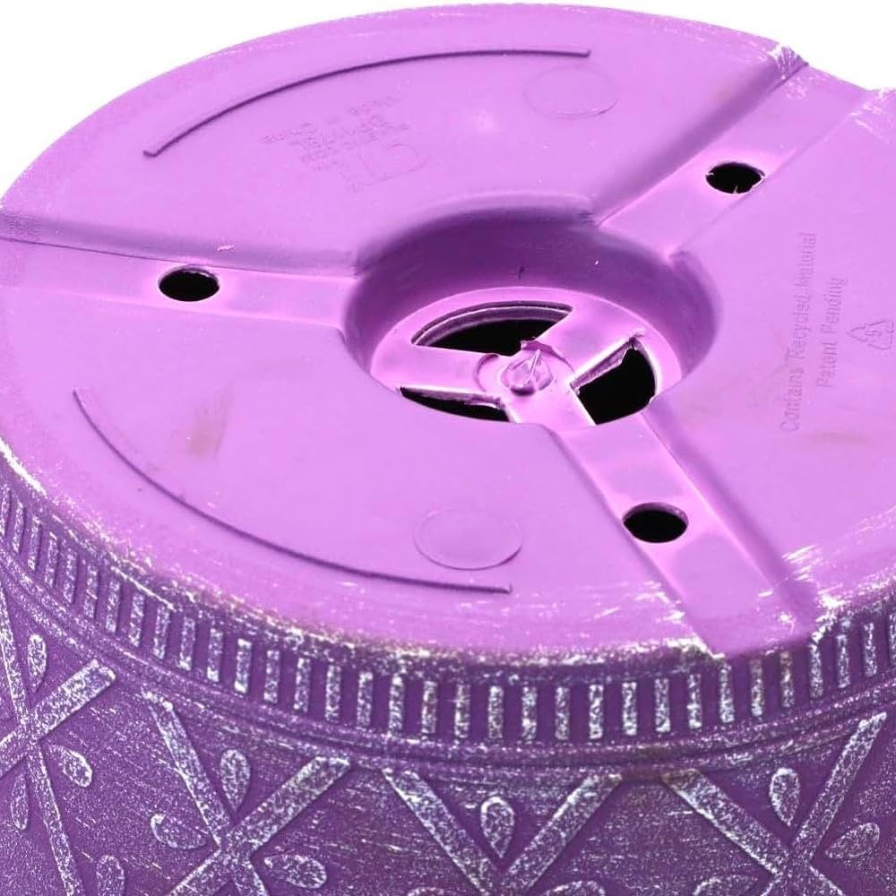 shopior Plastic Prisma Planters | Festive Garden Planting Pot 9L – Round Garden Plant Pots with Drainage Holes | Weatherproof Decorative Patio Flower Pot - (30cm - Purple, Pack 1)