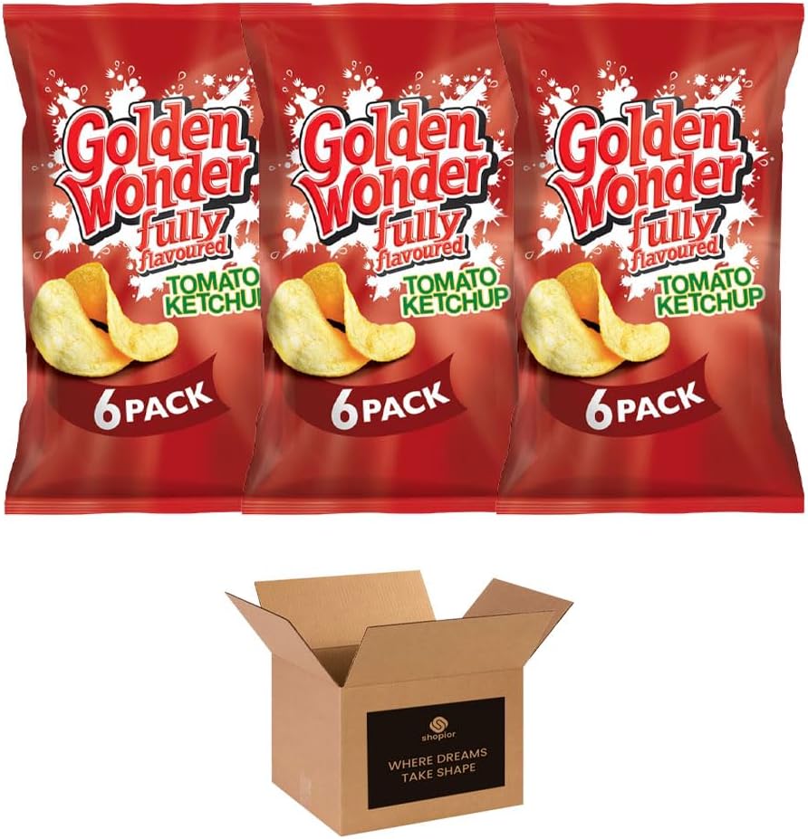 Golden Wonder Variety Crisp Pack Potato Crisps - 3 Pack of Delicious, Crunchy Snacks for Any Occasion | Family-Friendly Multi-Pack 25g (3 Pack, 6xSalt and Chilli Chicken)