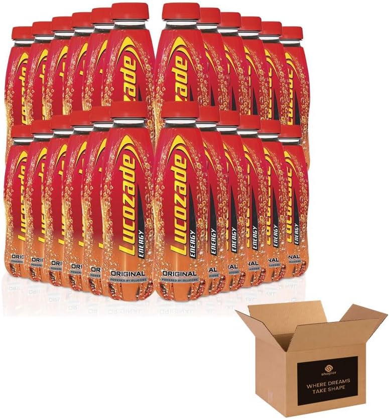 Energy Drink Bottles – Sparkling Glucose Energy Boost Flavoured Drinks – Classic Carbonated Refreshing Drink for Sports, Work, Study & Hydration (380 ml (Pack of 24), Orignal)