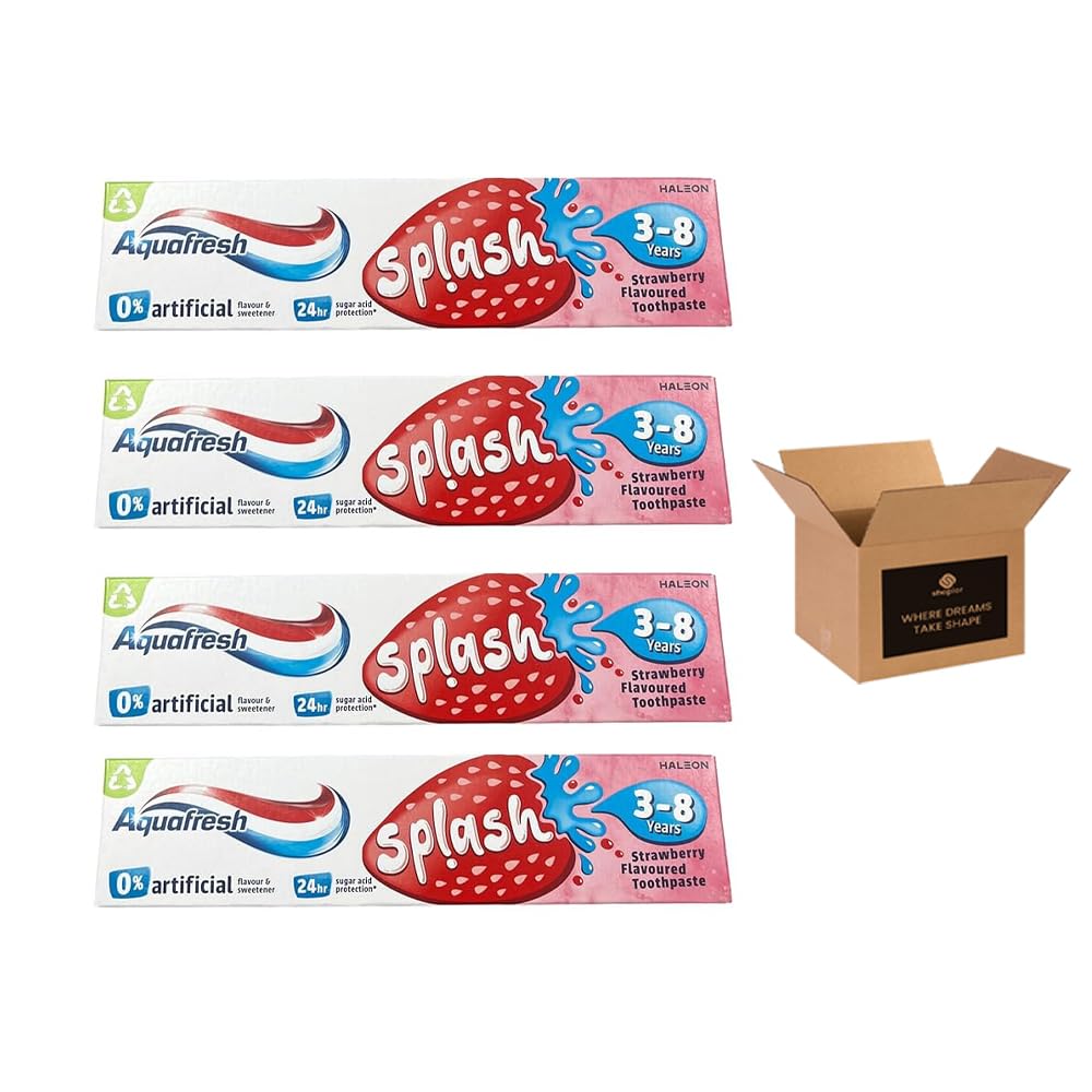 Aquafresh Splash Kids Toothpaste Strawberry Flavour for Kids Ages 3–8 Years | Fluoride Enamel & Cavity Protection Children’s Toothpaste with Puffy Sticker Sheet for Fun - 50ml (4)