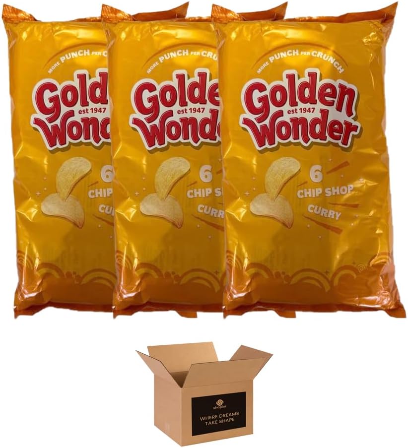 Golden Wonder Variety Crisp Pack Potato Crisps - 3 Pack of Delicious, Crunchy Snacks for Any Occasion | Family-Friendly Multi-Pack 25g (3 Pack, 6xSalt and Chilli Chicken)