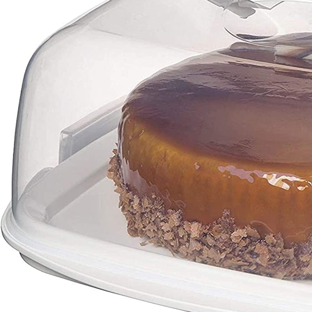 Airtight BPA-free Plastic Reusable Storage Cake Box | Portable Takeaway Food Storage Container with Lid | Cake Carrier with Handle Box | Lockable Cover Box Multipack (Plastic, Three Pack Square)