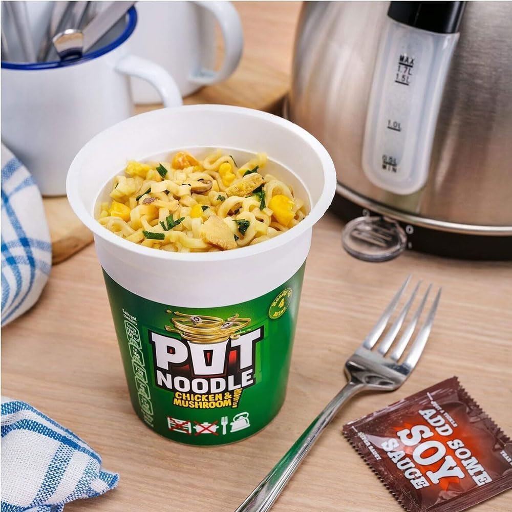 Noodle Multipack 12 – 3x Beef & Tomato, 3x Chicken & Mushroom, 3x Curry, 3x Bombay Bad Boy – Quick and Easy Instant Noodles, Ready Meal, Snack for Home, Office, Student, Camping, Travel – 90g Pots