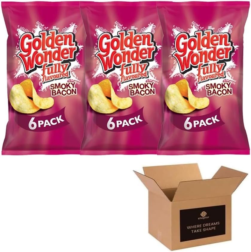 Golden Wonder Variety Crisp Pack Potato Crisps - 3 Pack of Delicious, Crunchy Snacks for Any Occasion | Family-Friendly Multi-Pack 25g (3 Pack, 6xSalt and Chilli Chicken)