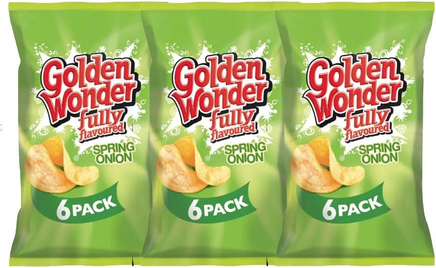 Golden Wonder Variety Crisp Pack Potato Crisps - 3 Pack of Delicious, Crunchy Snacks for Any Occasion | Family-Friendly Multi-Pack 25g (3 Pack, 6xSalt and Chilli Chicken)