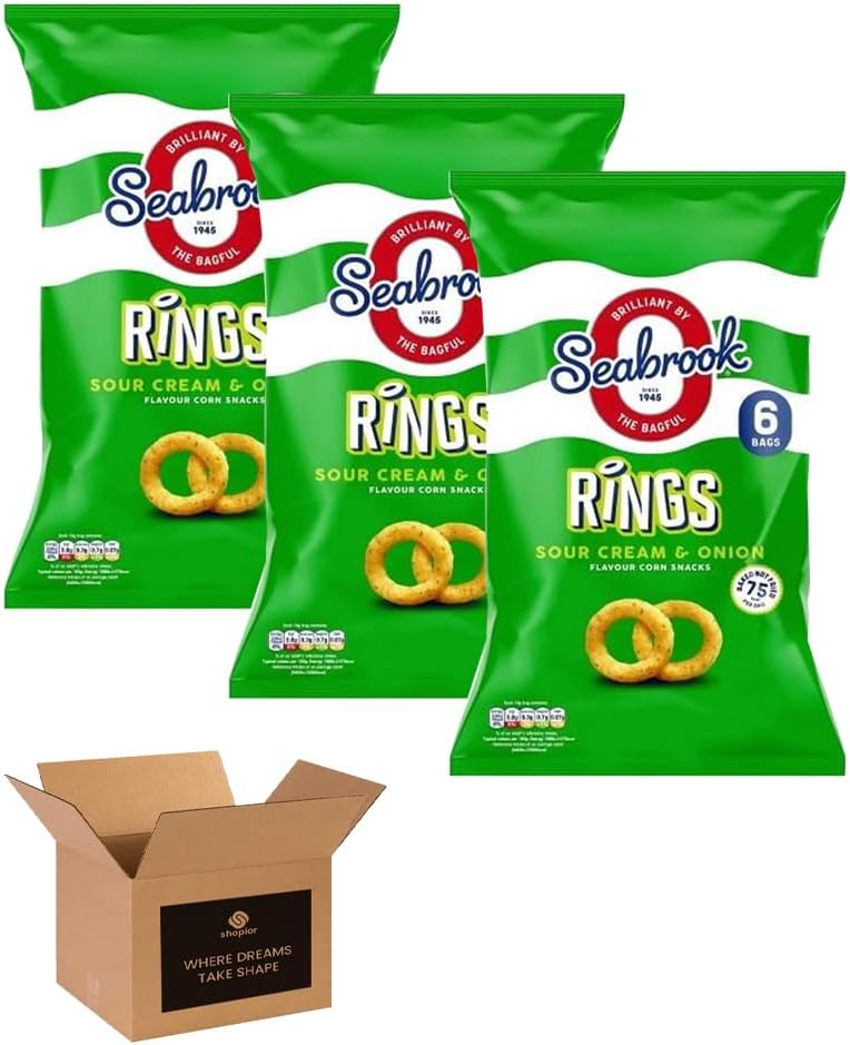 Seabrook Crispy Chips – Original Crinkle Cut Flavoured Crisps, Classic British Snack for Kids and Adults, Lunchbox, Movie Nights, Traveling – 6 Snack Bags (Pack 3, 6xSea Salted)