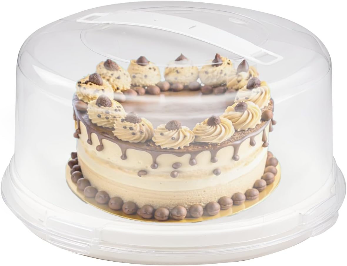 3 x Round Cake Box, Plastic, White
