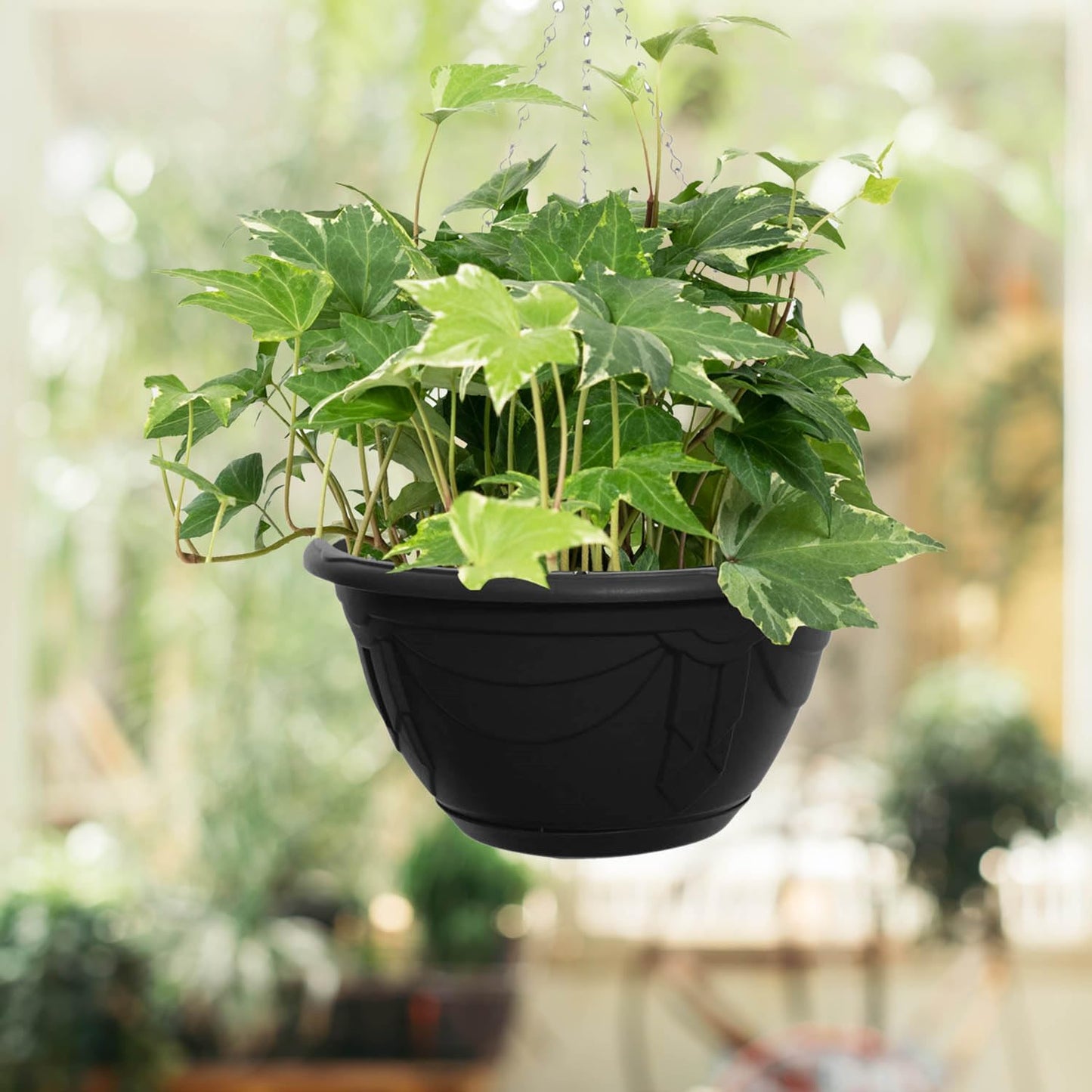 Whitefurze G02074 32cm Venetian Hanging Basket - Black