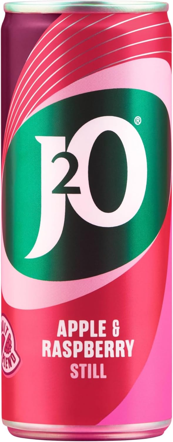 J2O Fruit Juice, Apple and Raspberry, 250ml Cans (Pack of 12)