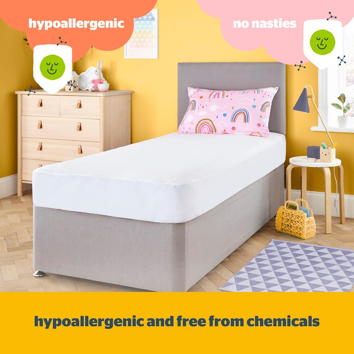 Silentnight Healthy Growth Waterproof Mattress Protector - Deep 30cm Quiet Waterproof Mattress Pad with Fitted Skirt and Soft Touch Cover - Hypoallergenic, Single, White