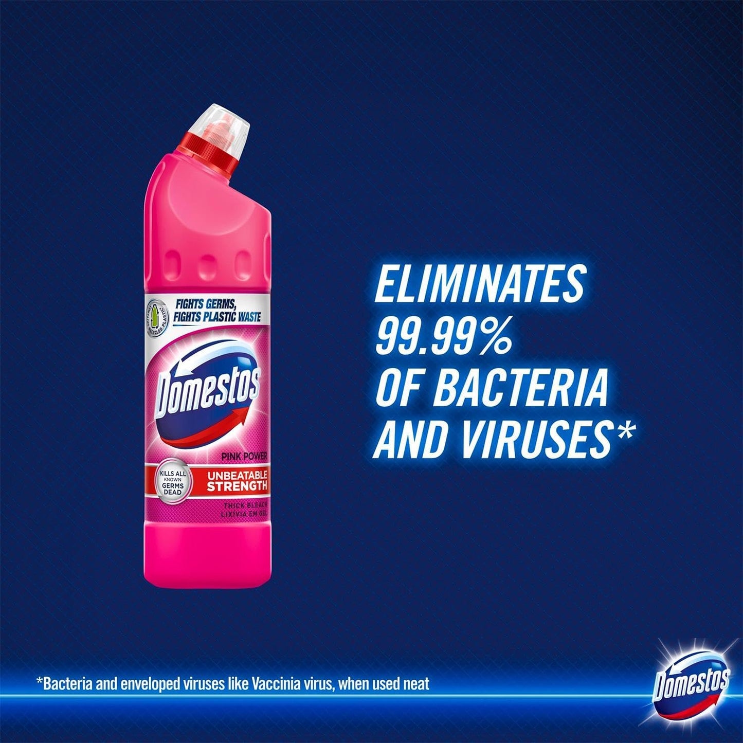 Domestos Thick Bleach Pink Power Multi-Purpose Disinfectant Anti-Bacterial Surface Cleaner Gel Limescale Remover for Toilet, Bathroom and Kitchen, 750ml